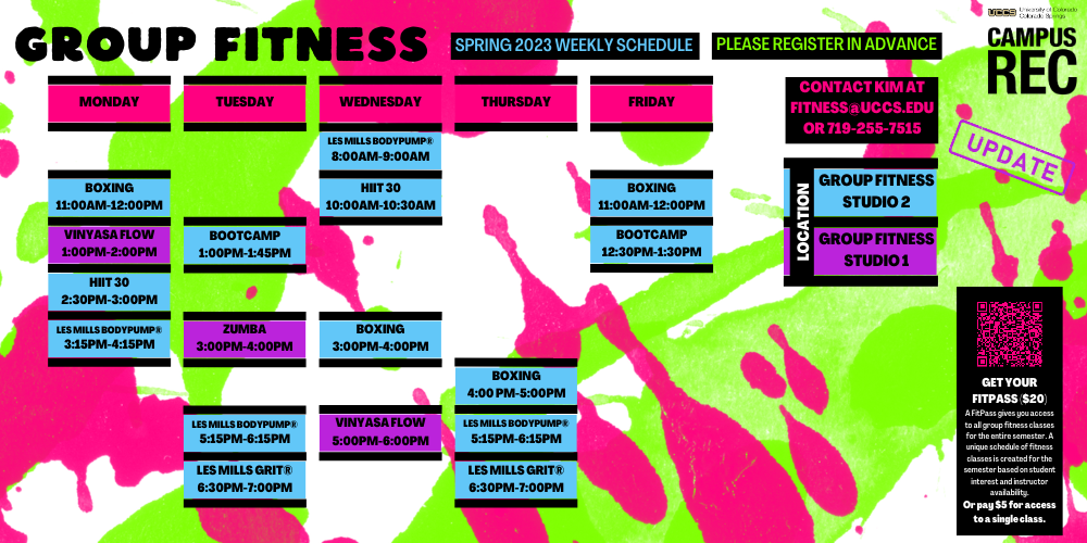 Fitness Class Schedule, Recreation Services