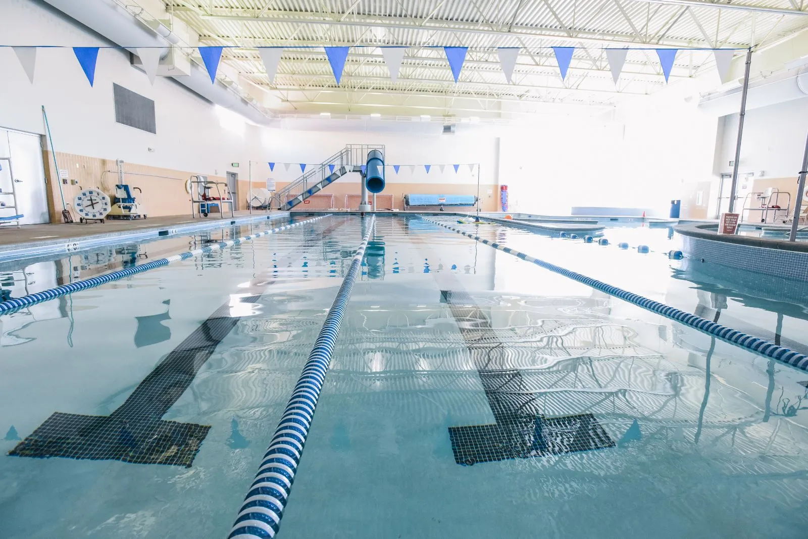 lap pool with waterslide