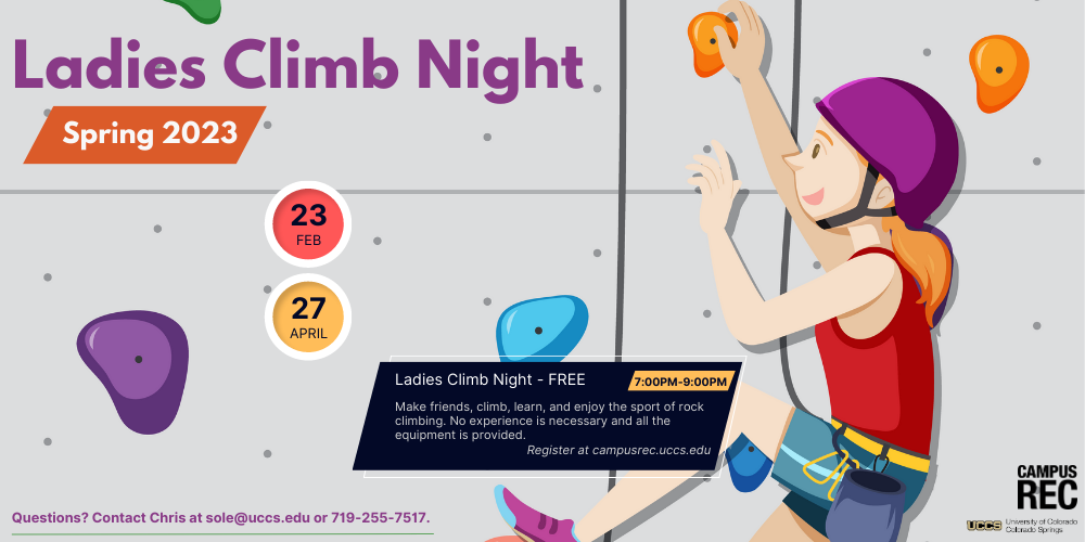 Ladies Climb Night on Feb 23 and April 27