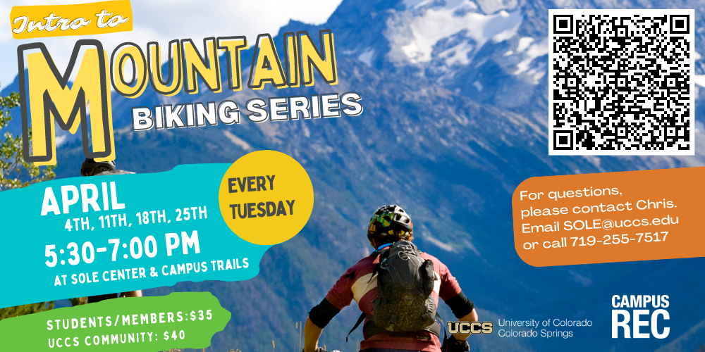 Intro To Mountain Biking, Tuesdays April 4th, 11th, 18th, 25th 5:30pm - 7:00pm